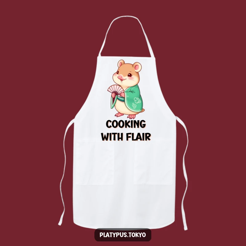 Funny Platypus Kimono Apron - Emerald Green Kitchen Accessory for Stylish, Funny Cooks