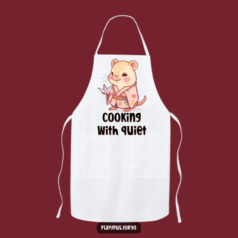 Funny Shy Platypus Kimono Apron: Chef Animal with Paper Crane Cooking Gift!