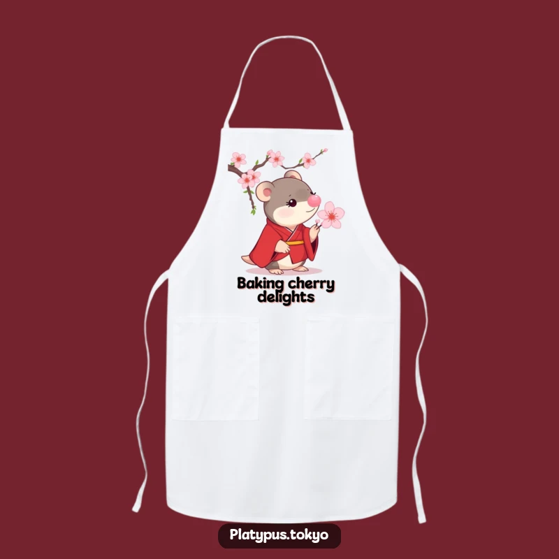 Funny Platypus Cherry Blossom Apron - Scarlet Kimono Kitchen Accessory for Cute Cooks
