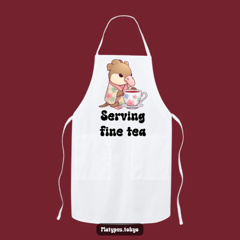 Kitchen Apron: Funny Platypus Tea Time in Floral Kimono for Elegance