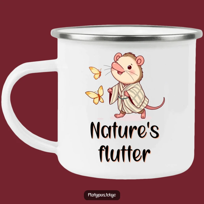 Funny Platypus Kimono Enamel Mug: Adventure Fuel with Humorous Charm