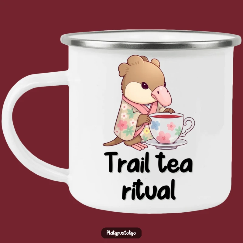 Adventure Mug: Funny Platypus Tea Time in Floral Kimono for Serene Camps