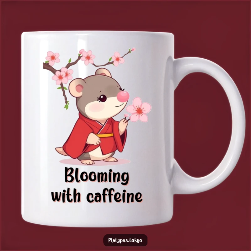 Funny Platypus Cherry Blossom Mug - Scarlet Kimono Curiosity for a Delightful, Funny Gift