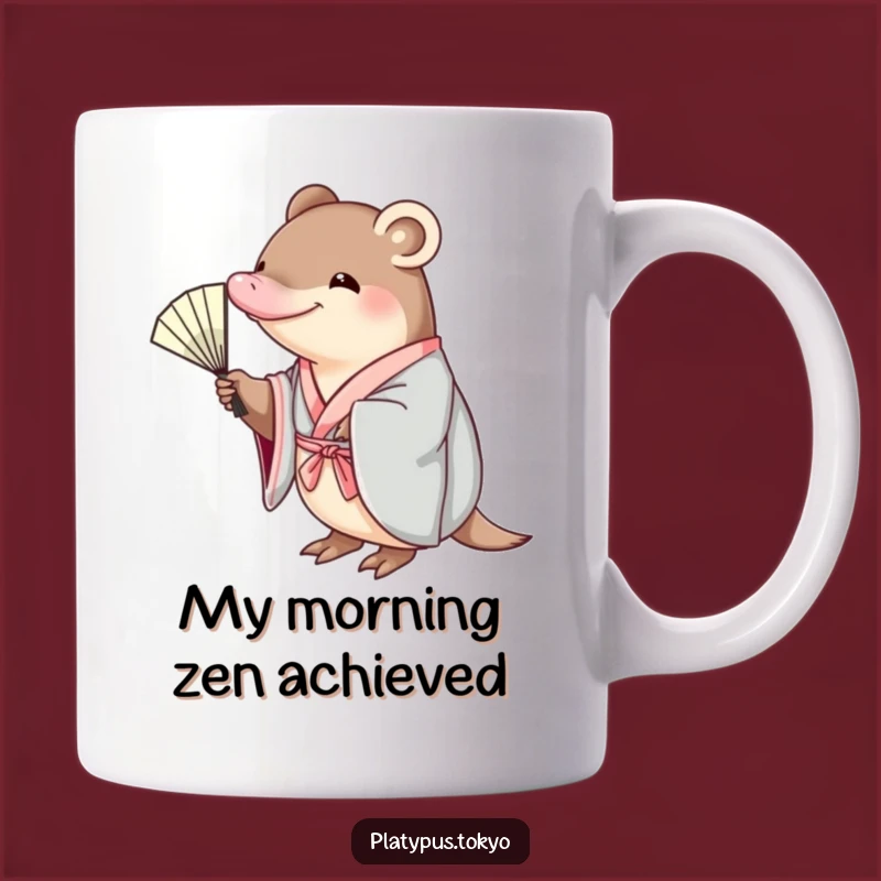 Funny Platypus Kimono Fan Mug - Elegant & Hilarious Gift for Art Lovers