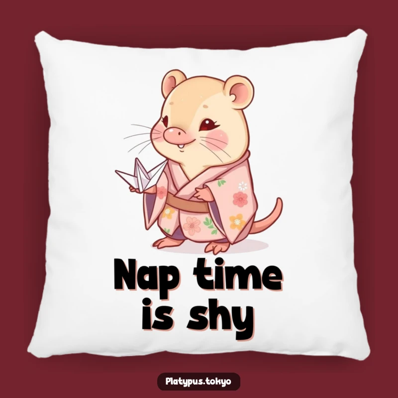 Funny Shy Platypus Kimono Pillow: Cute Gentle Animal with Paper Crane Gift!