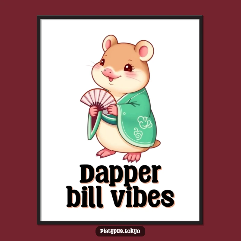 Funny Platypus Kimono Digital Art - Emerald Green Elegance for Instant Whimsy