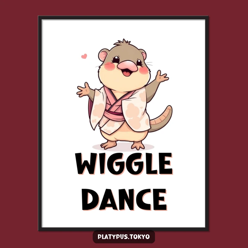 Funny Dancing Platypus Digital Art - Hilarious Kimono Dance Print