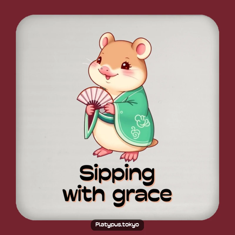 Funny Platypus Kimono Coaster Set - Elegant Emerald Decor for Witty Tables