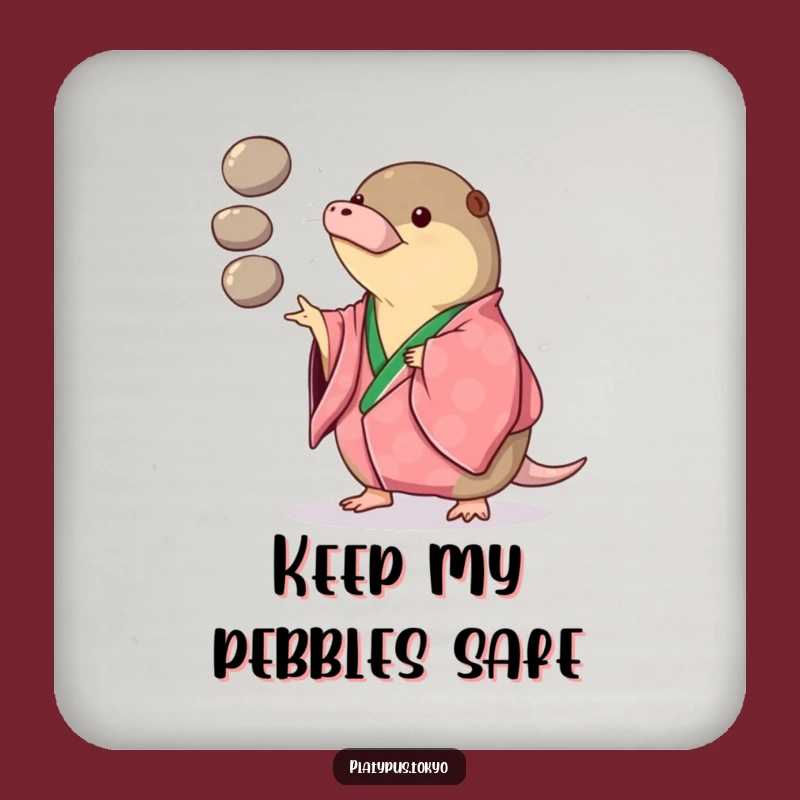 Playful Coaster: Funny Platypus Juggling Kimono Protecting Surfaces