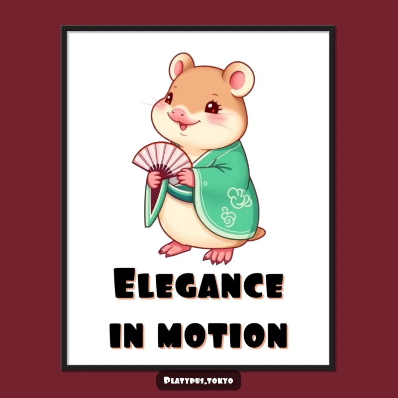 Funny Platypus Kimono Poster - Emerald Green Art Print for a Whimsical, Funny Wall