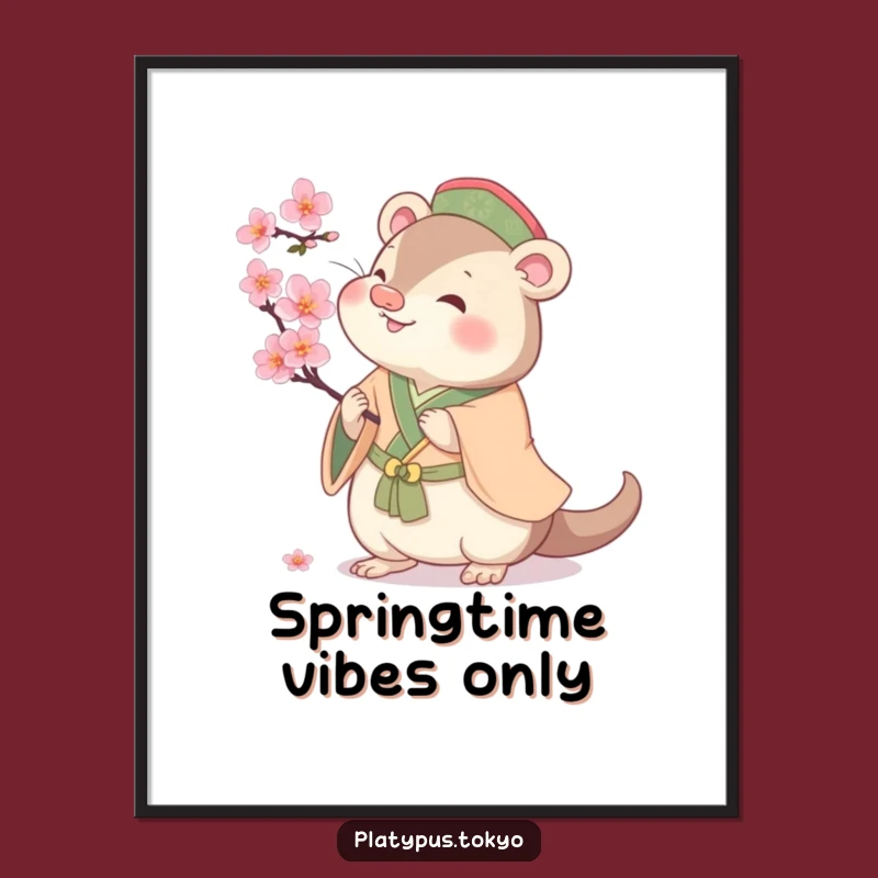 Funny Platypus Blossom Poster - Cherubic & Hilarious Art for Spring Decor