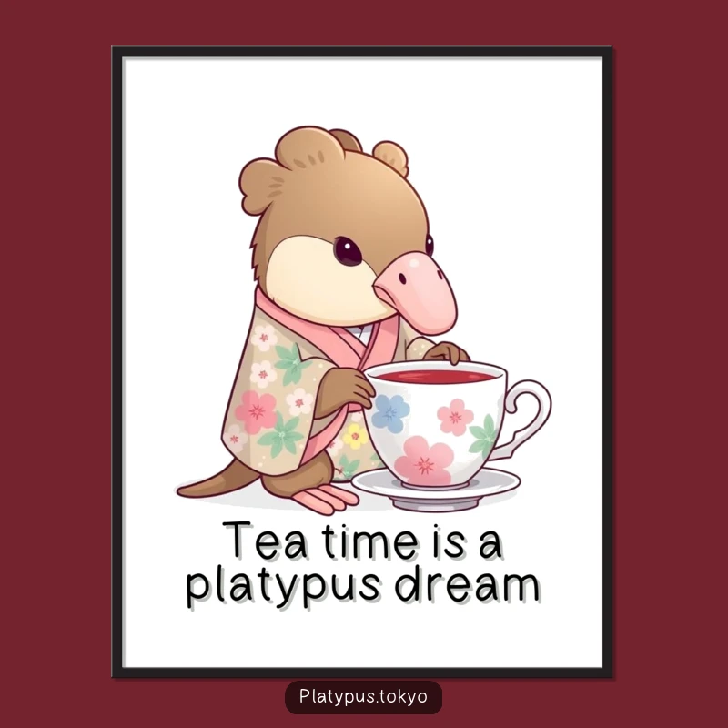 Charming Platypus Wall Art: Free Printable Tea Sipper for Elegant Home Decor