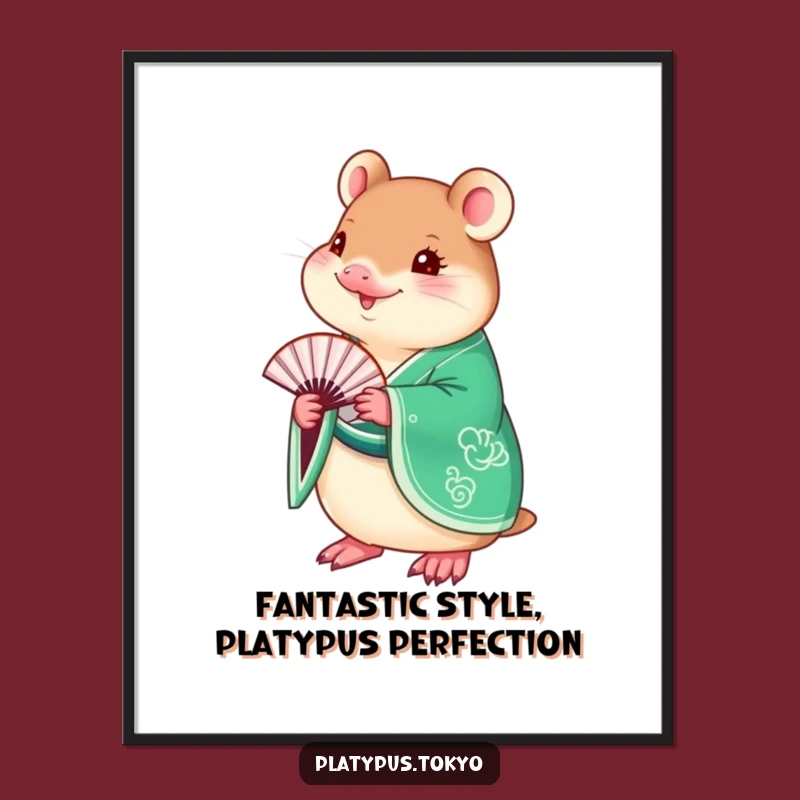 Free Printable Wall Art: Platypus Kimono Fan Funny Downloadable Gift