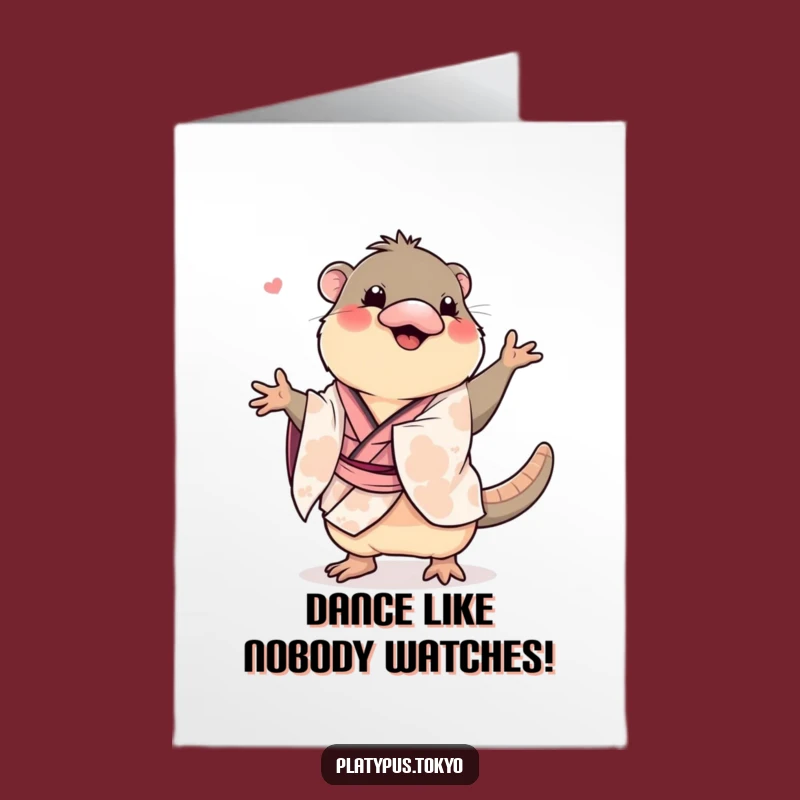 Free Printable Birthday Card: Funny Dancing Platypus Kimono, Hilarious Downloadable & DIY Gift