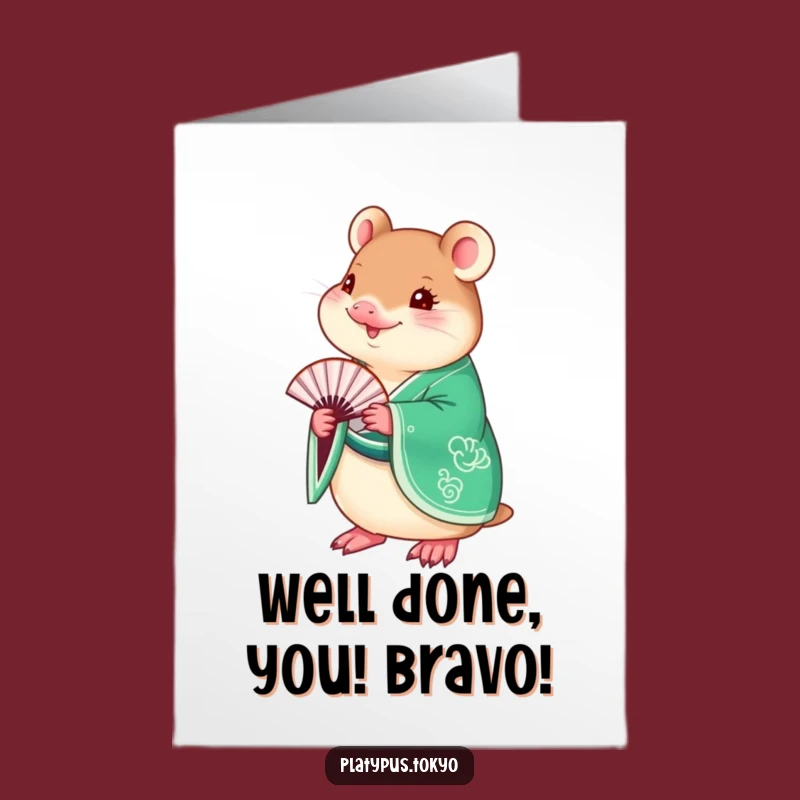 Free Printable Congrats Card: Platypus Kimono Fan Funny Downloadable Gift