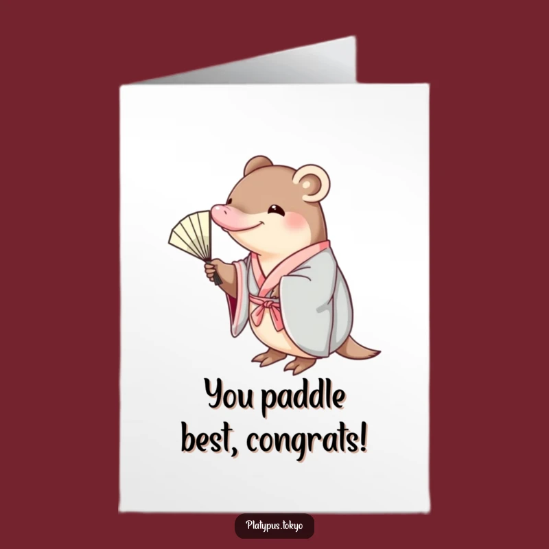 Free Printable Congrats Card: Witty Platypus Kimono Celebration, Downloadable & Easy DIY Gift