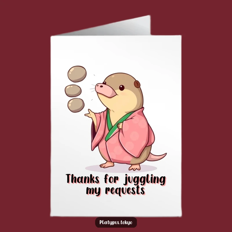 Funny Platypus Thank You Card: Free Printable Juggler for Grateful Appreciation