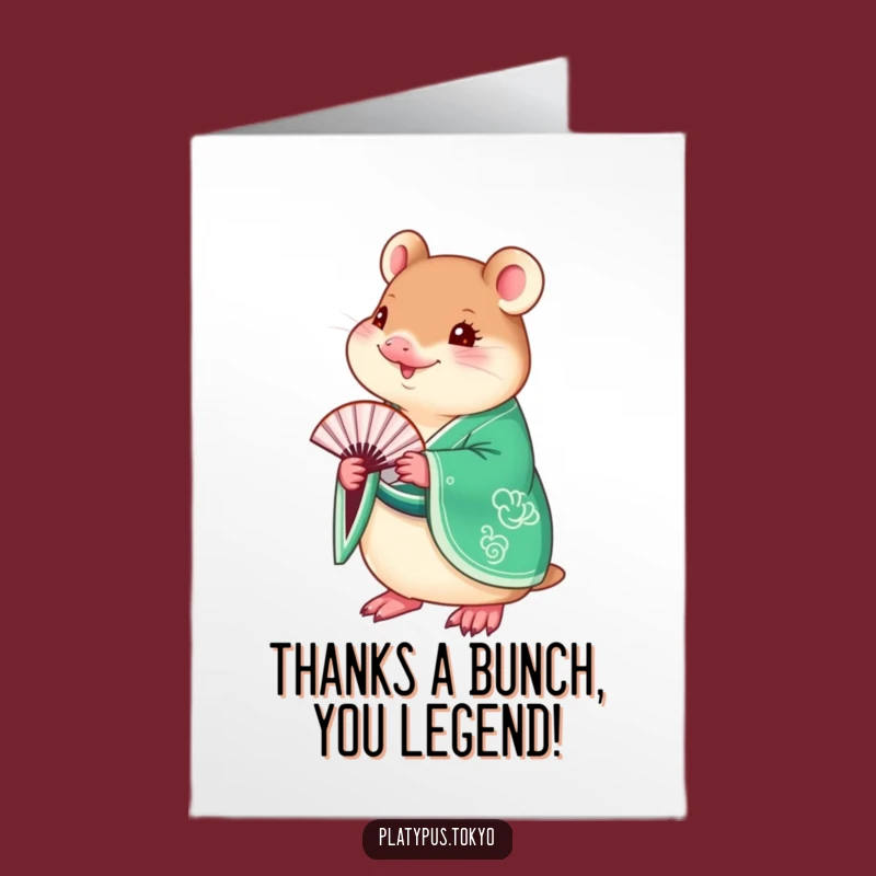 Free Printable Thank You Card: Platypus Kimono Fan Funny Downloadable Gift
