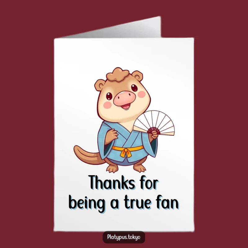 Cheerful Platypus Thank You Card: Free Printable Fan Balancer for Joyful Thanks