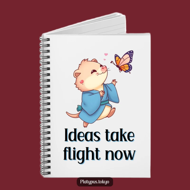 Funny Platypus Butterfly Notebook - Blue Kimono Journal for Playful, Funny Ideas