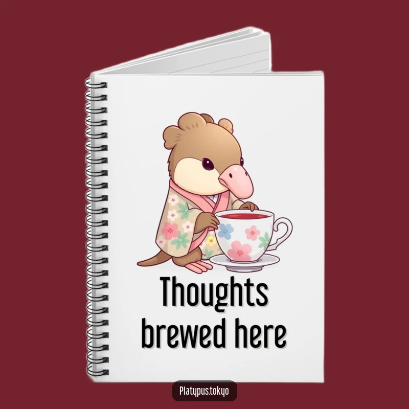 Journal Notebook: Funny Platypus Tea Time in Floral Kimono for Calm Ideas