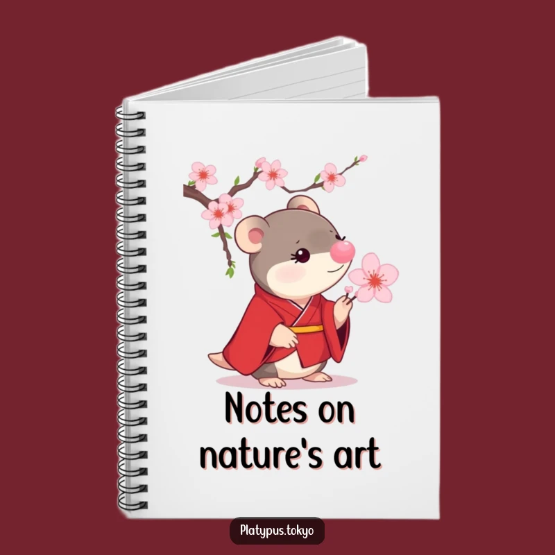 Funny Platypus Cherry Blossom Notebook - Scarlet Kimono Journal for Cute, Funny Notes