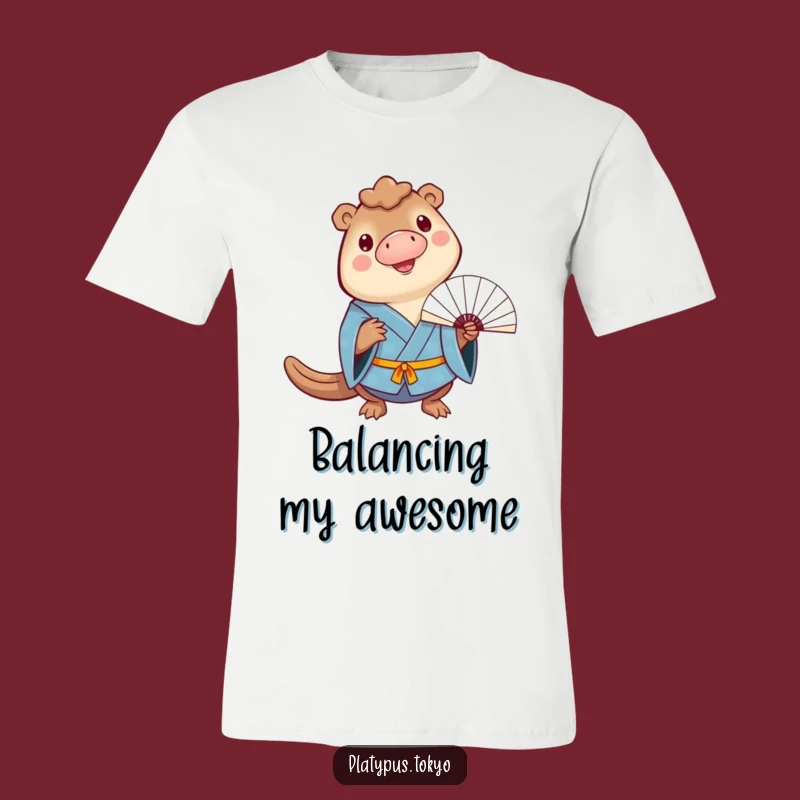 Funny Platypus T-Shirt: Blue Kimono Fan Balance Gift for Cheerful Souls