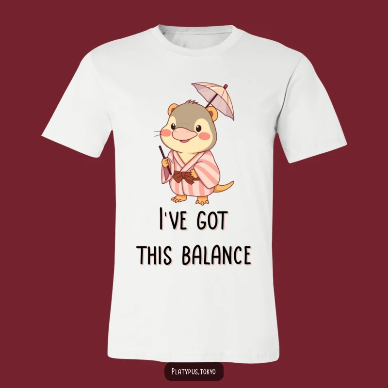Funny Platypus Kimono T-Shirt: Happy Animal Balancing Umbrella, Hilarious Gift!