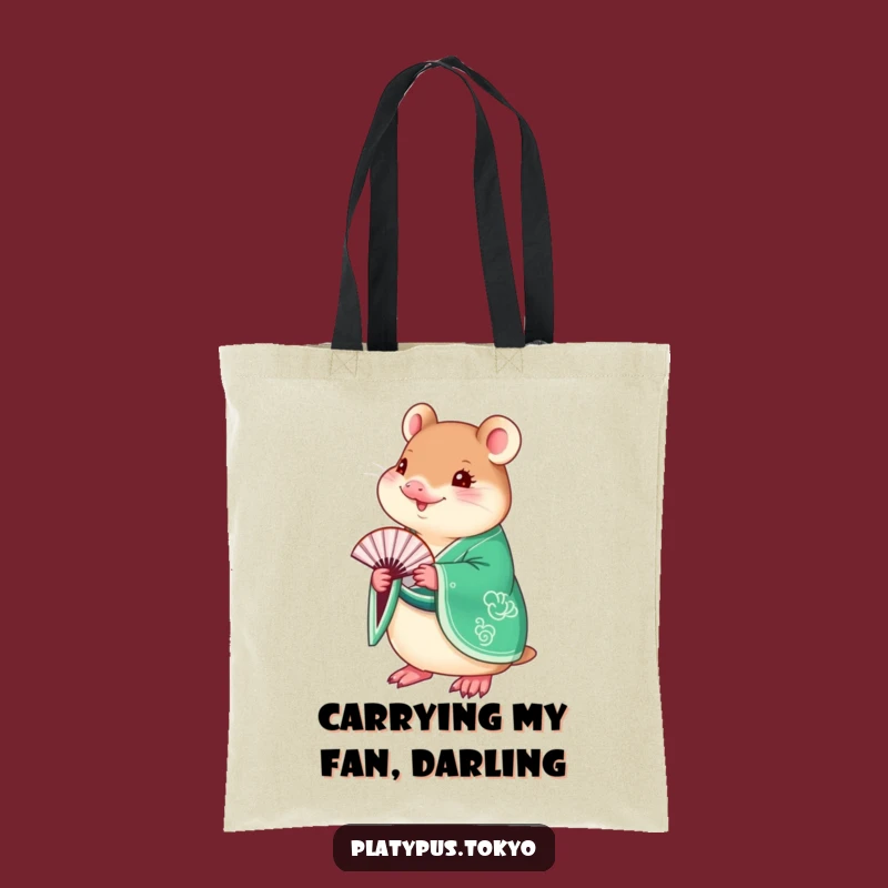 Funny Platypus Kimono Tote Bag - Emerald Green Accessory for Stylish, Funny Errands