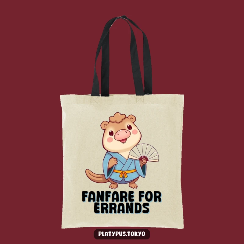Stylish Tote Bag: Funny Platypus Fan Balance in Blue Kimono